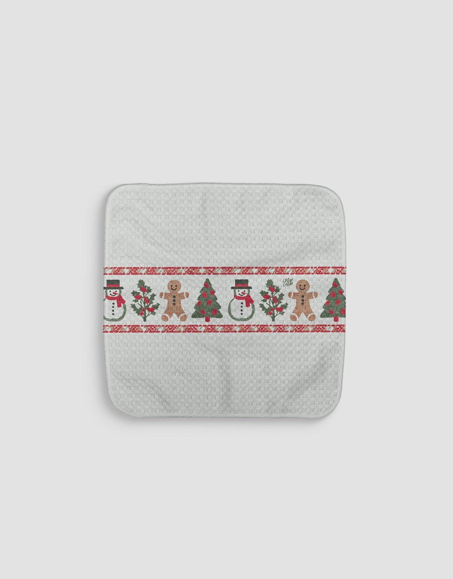 Snow & Gingerbread Men Dishcloth - Loom Loom
