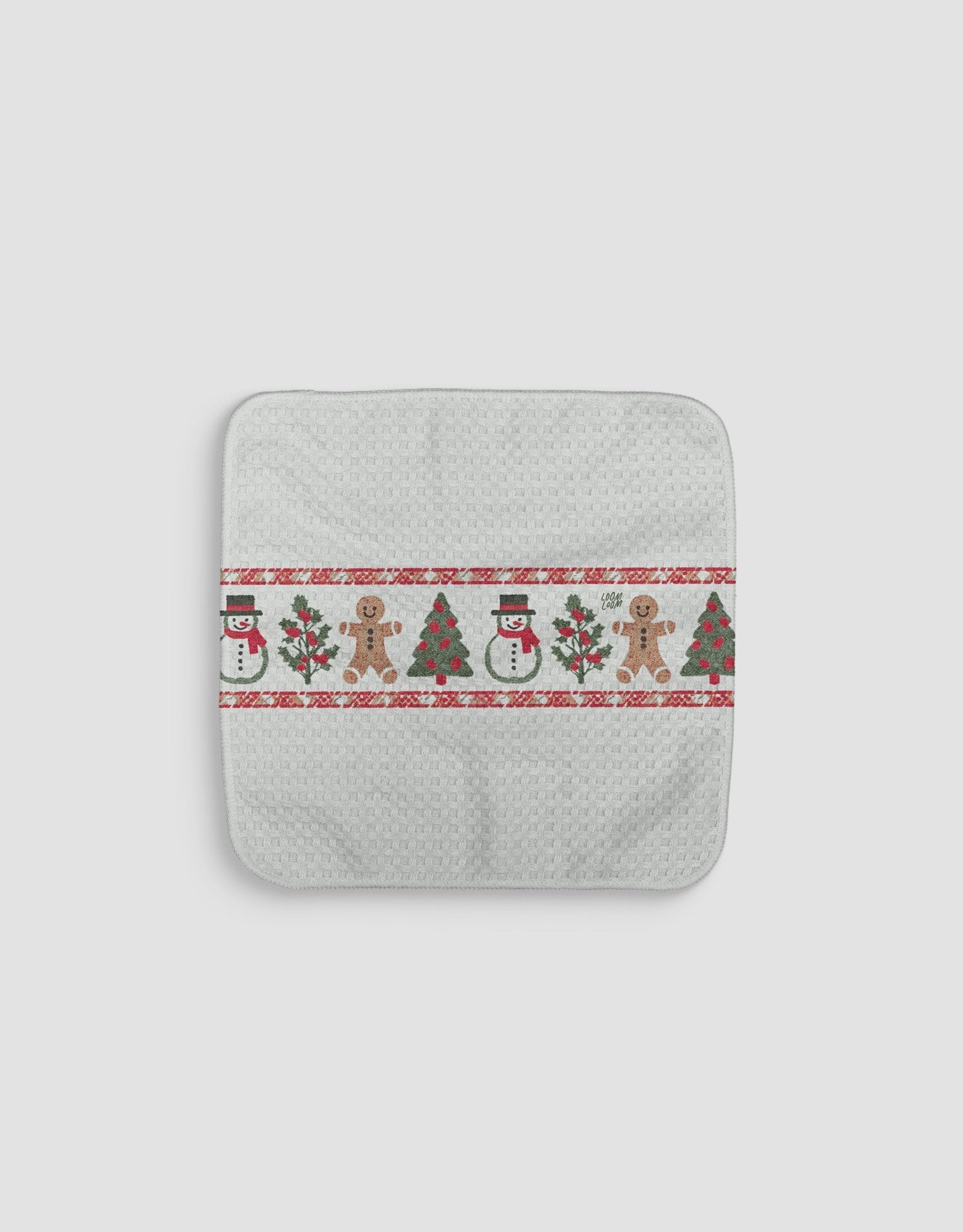 Snow & Gingerbread Men Dishcloth - Loom Loom