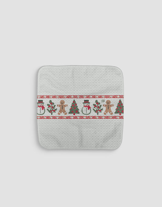 Snow & Gingerbread Men Dishcloth