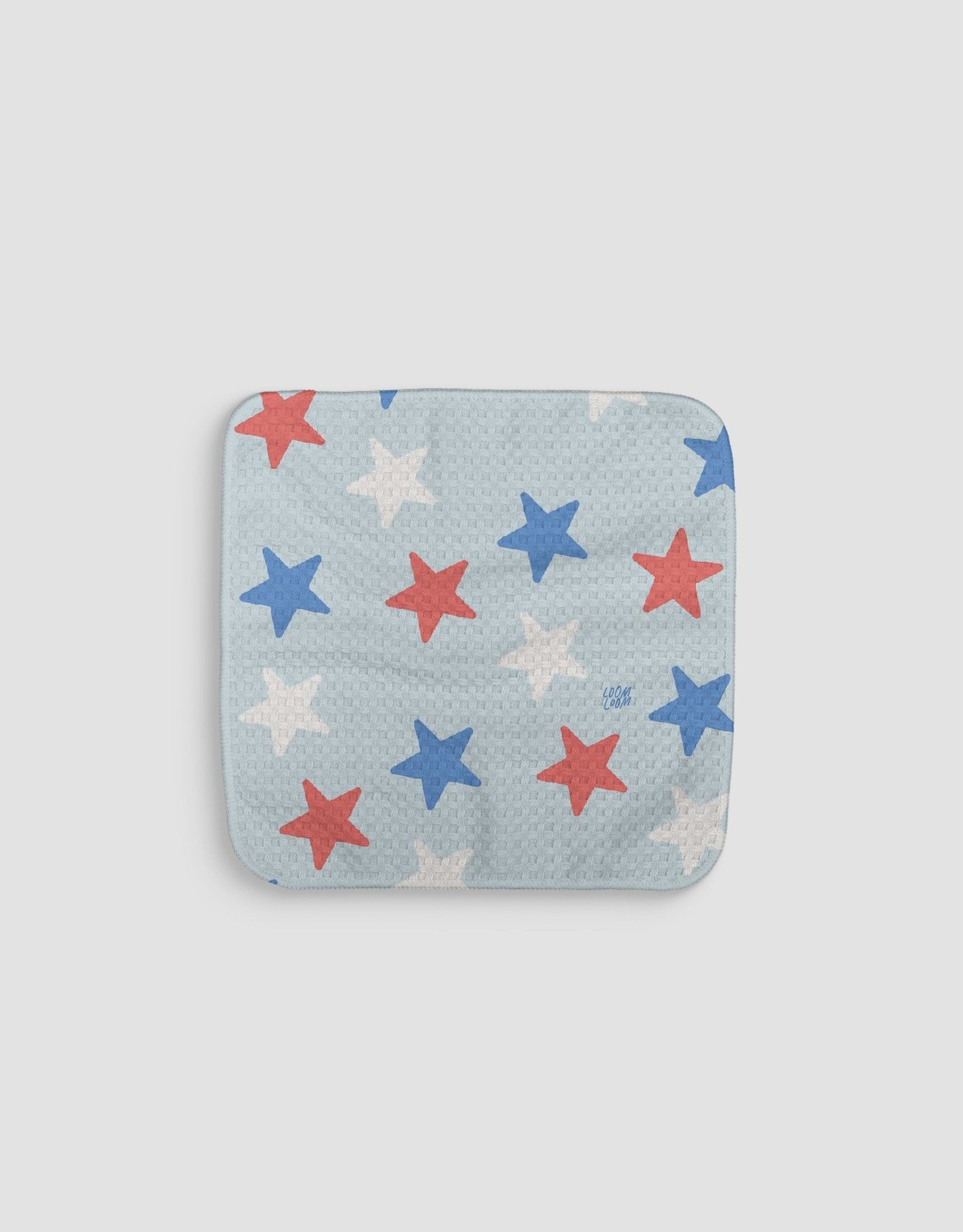 Stars On Light Blue Dishcloth - Loom Loom