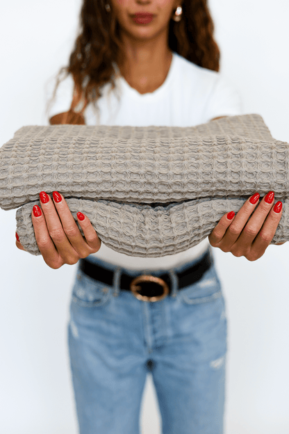 Tan Waffle Bath Towel - Loom Loom