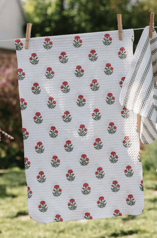 Valerie's Block Print Floral Red by MotherhoodMustHaves - Loom Loom