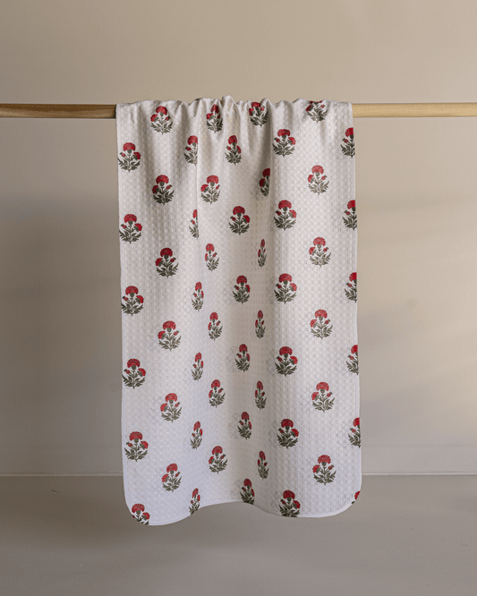 Valerie's Block Print Floral Red by MotherhoodMustHaves - Loom Loom