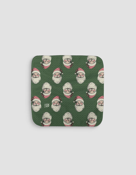 Vintage Santa Green Dishcloth