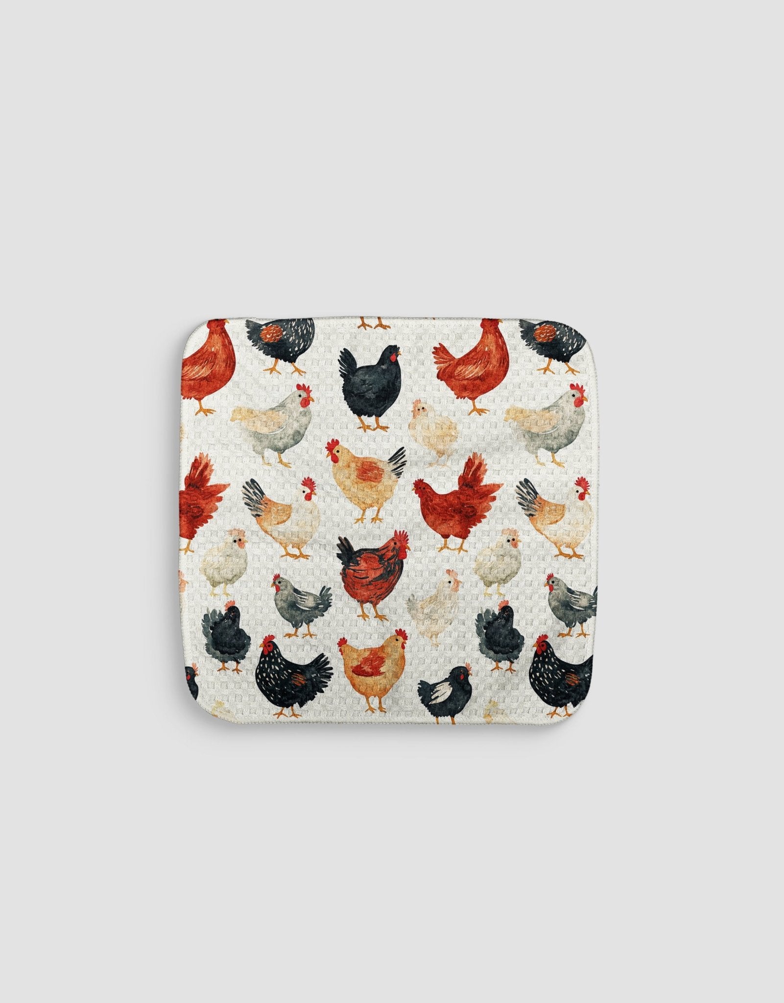 Watercolor Chickens Dishcloth - Loom Loom
