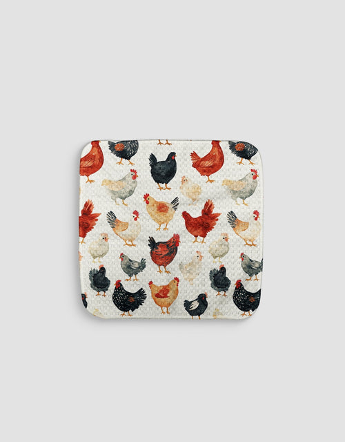 Watercolor Chickens Dishcloth