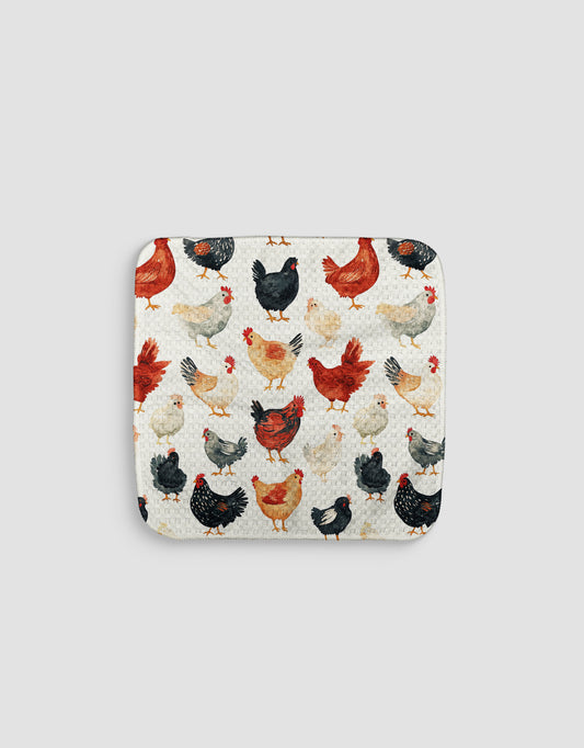 Watercolor Chickens Dishcloth